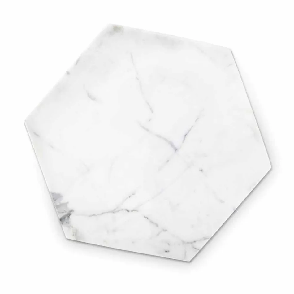 Placa de design hexagonal em mármore branco de Carrara fabricado na Itália - Sintia Viadurini
