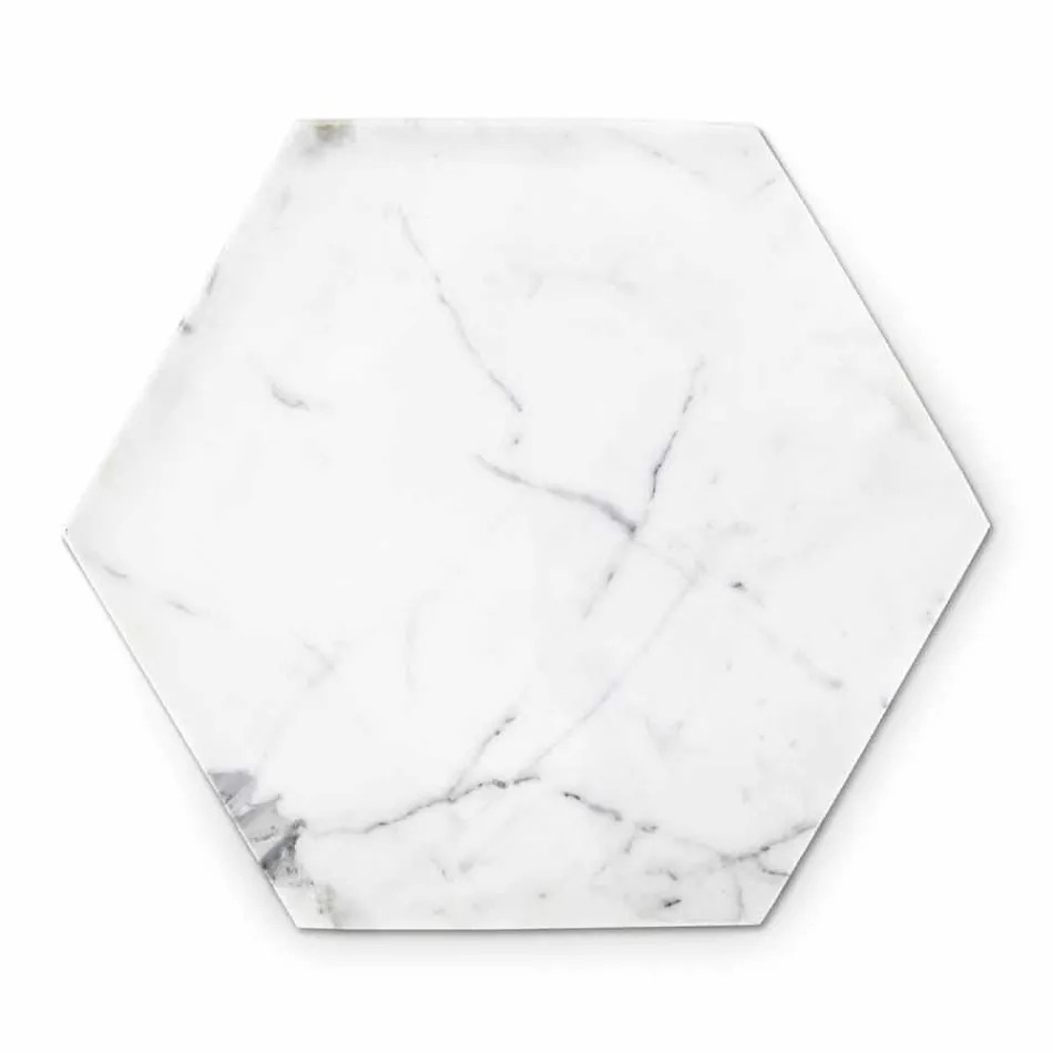 Placa de design hexagonal em mármore branco de Carrara fabricado na Itália - Sintia Viadurini