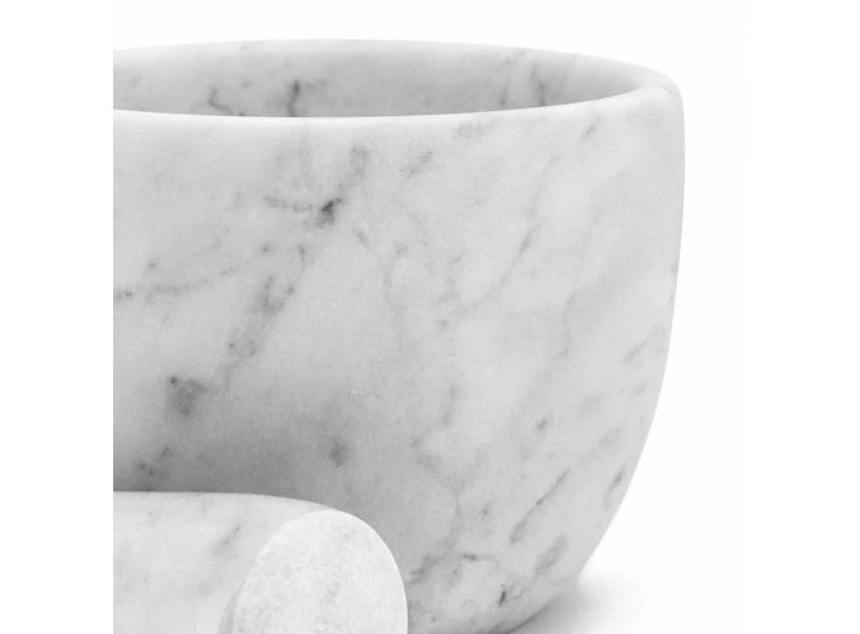 Almofariz pequeno com pilão em mármore branco de Carrara fabricado na Itália - Mirel