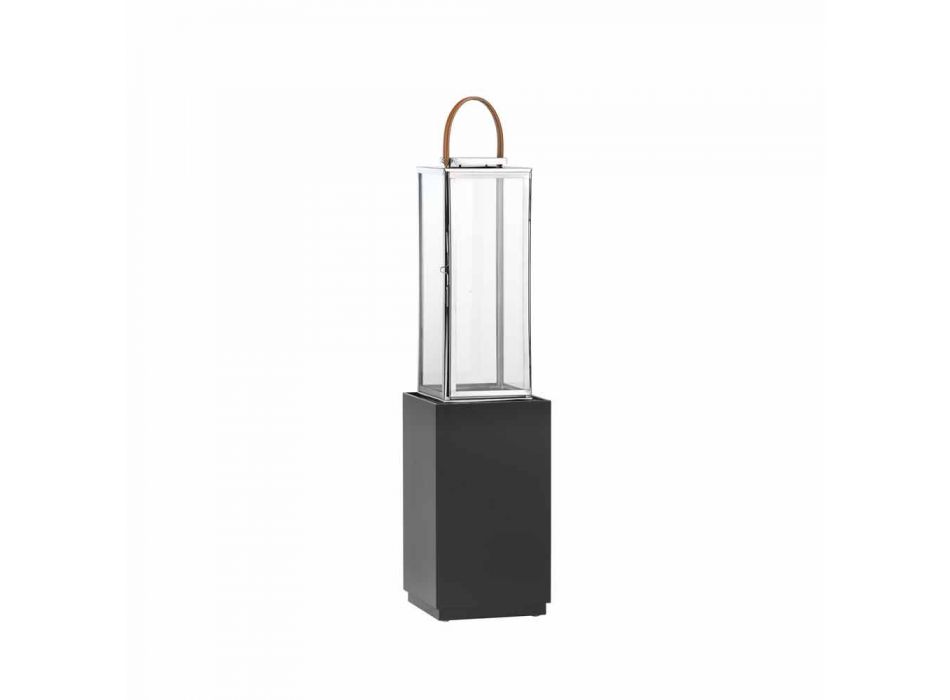 Pedestal para lanternas de madeira envernizada cor mogany Tres (sem lanterna) Viadurini