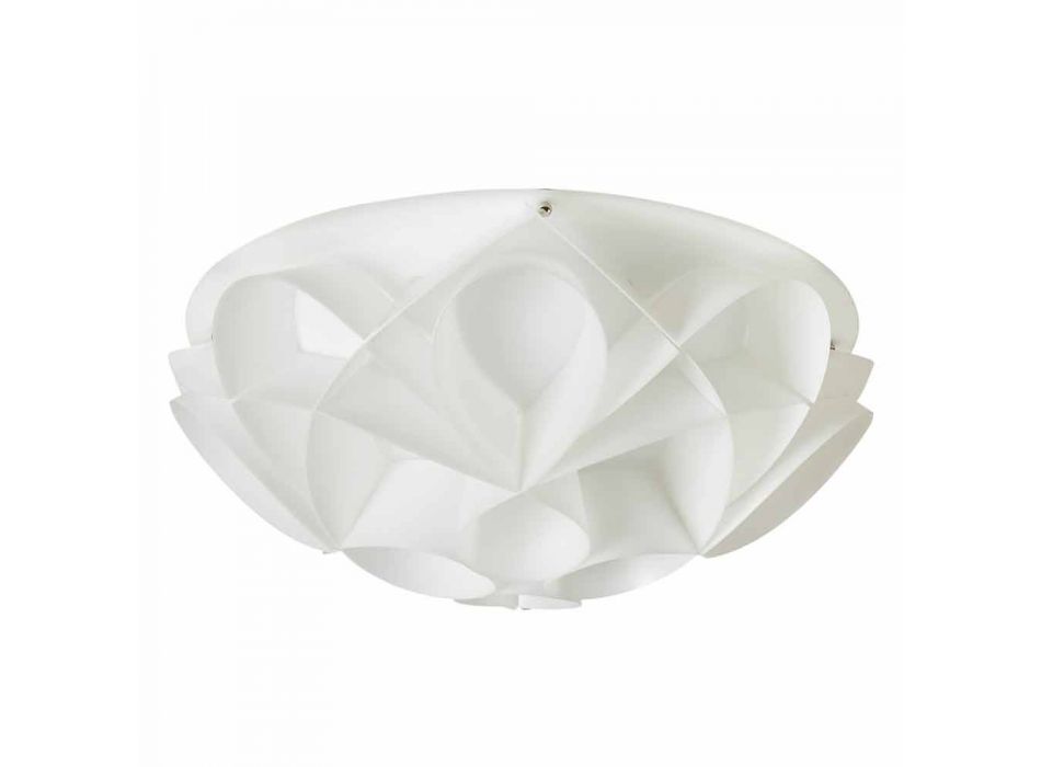 Lâmpada de teto 2 luzes design branco pérola moderno, diam.43cm, Lena