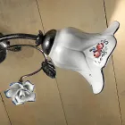 Lâmpada de Teto 2 Luzes em Metal e Cerâmica com Rosas Pintadas à Mão - Pisa Viadurini