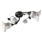 Lâmpada de Teto 2 Luzes em Metal e Cerâmica com Rosas Pintadas à Mão - Pisa Viadurini