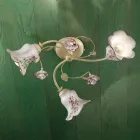 Candeeiro de Teto 3 Luzes Metal e Cerâmica Pintado à Mão Fio Vermelho - Pisa Viadurini