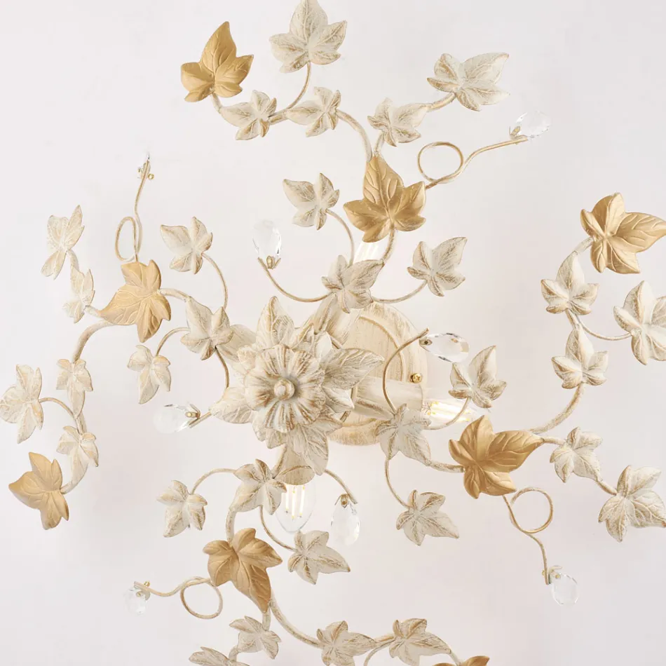 Luminária de teto com 6 lâmpadas em metal e cristal para interiores com estilo sofisticado – Orchidea Viadurini