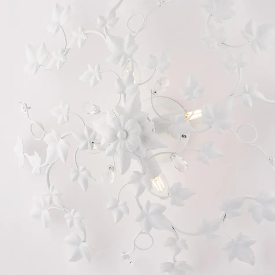 Luminária de teto com 6 lâmpadas em metal e cristal para interiores com estilo sofisticado – Orchidea Viadurini