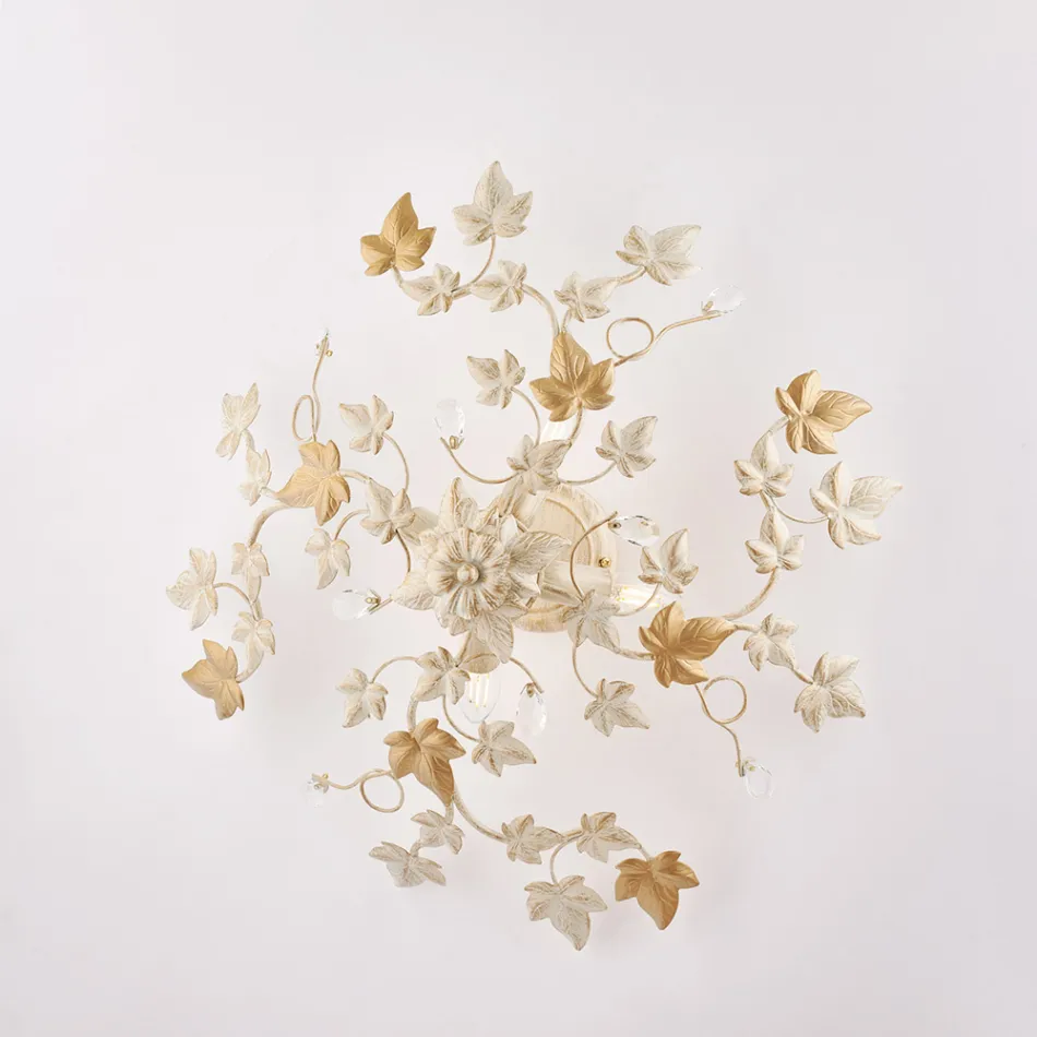 Luminária de teto com 6 lâmpadas em metal e cristal para interiores com estilo sofisticado – Orchidea Viadurini