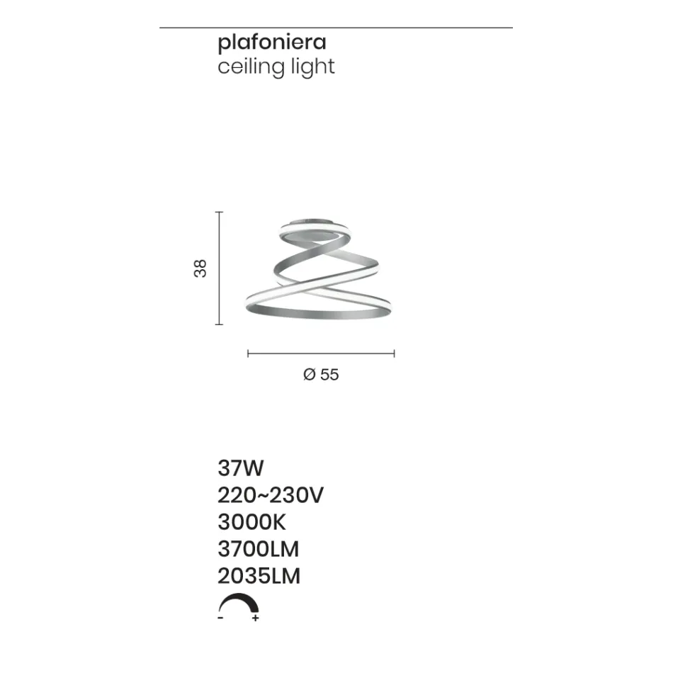 Lâmpada de teto LED de metal pintado de branco com design moderno - Rivolta Viadurini