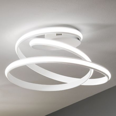 Lâmpada de teto LED de metal pintado de branco com design moderno - Rivolta Viadurini