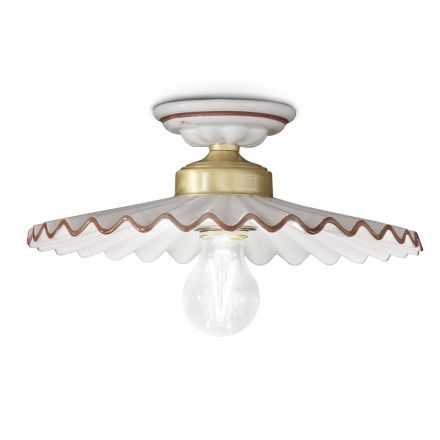 Luminária de teto design rústico de cerâmica by Ferroluce Viadurini