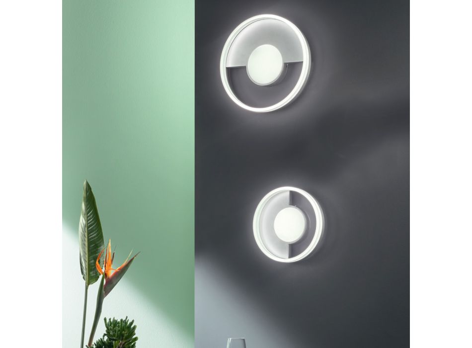 Candeeiro de parede LED em metal com difusor de perímetro - Carmelino Viadurini