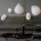 Abajur em Metal e Lycra Branco Design em 3 Dimensões - Folhagem Viadurini