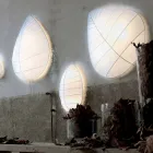 Abajur em Metal e Lycra Branco Design em 3 Dimensões - Folhagem Viadurini