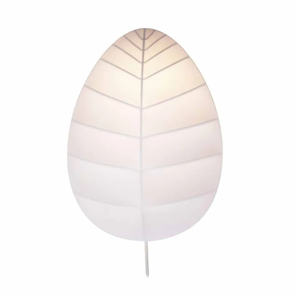 Abajur em Metal e Lycra Branco Design em 3 Dimensões - Folhagem Viadurini