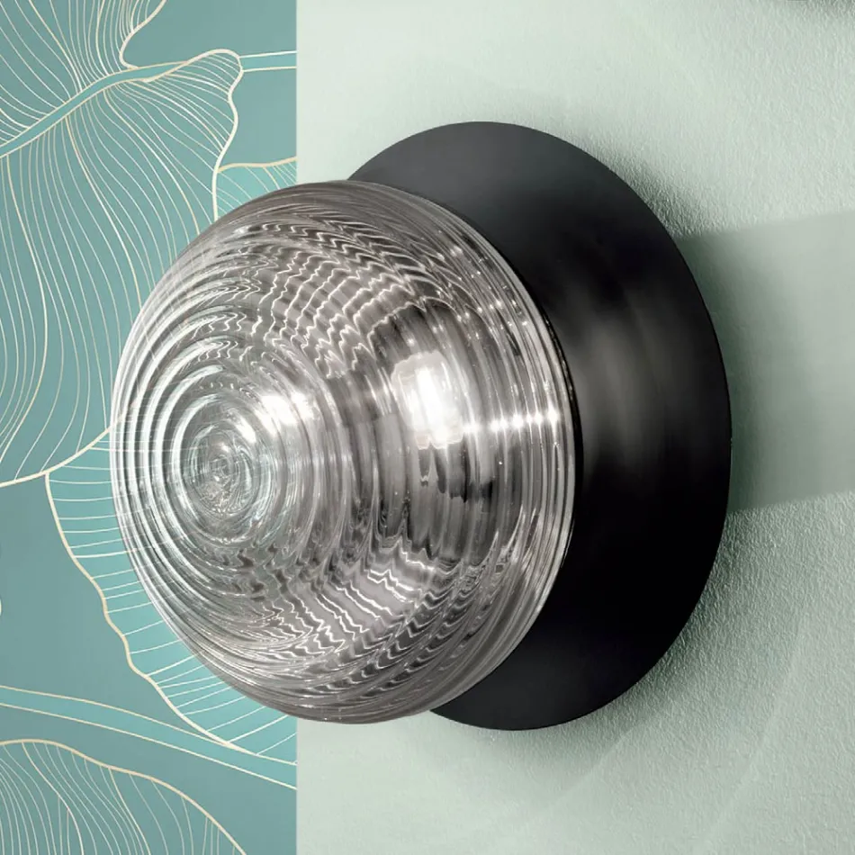 Candeeiro de parede em vidro fundido com estrutura metálica - andorinha Viadurini