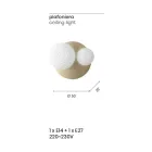 Candeeiro de parede em vidro fundido com estrutura metálica - andorinha Viadurini