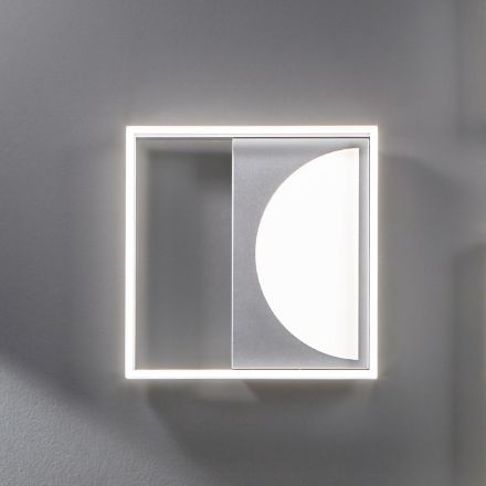 Candeeiro de tecto LED em metal prateado com difusor de perímetro - Arco Viadurini