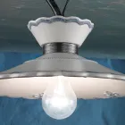 Candeeiro de Teto Artesanal em Cerâmica Efeito Bordado Pintado à Mão - Ravenna Viadurini