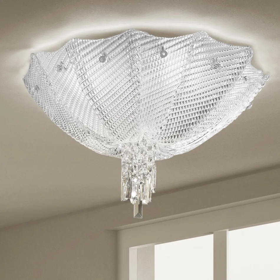 Candeeiro de teto feito à mão em vidro veneziano e metal feito na Itália - Fabiana Viadurini