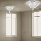 Candeeiro de teto feito à mão em vidro veneziano e metal feito na Itália - Fabiana Viadurini