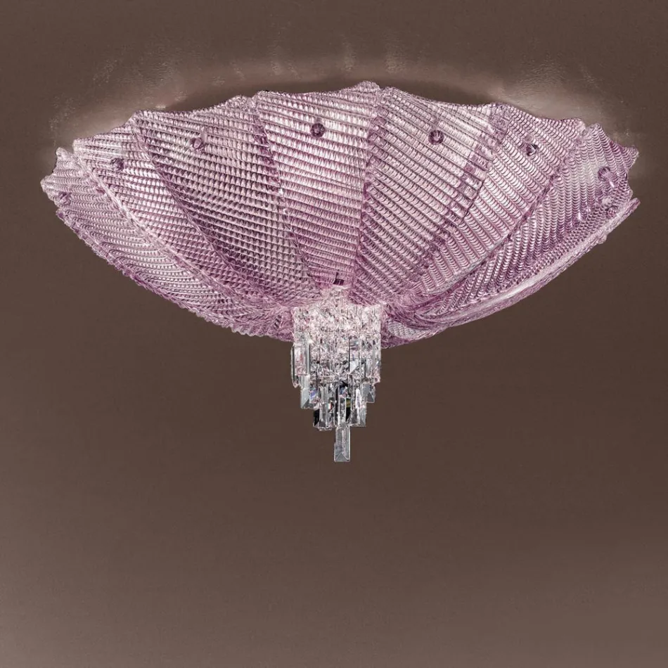 Candeeiro de teto feito à mão em vidro veneziano e metal feito na Itália - Fabiana Viadurini