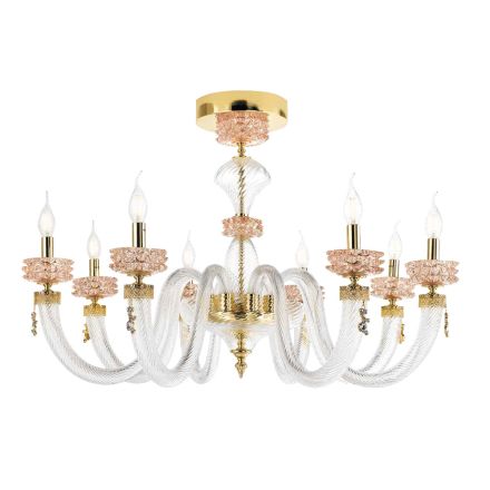 Lâmpada de teto clássica 8 luzes em vidro artesanal de luxo italiano - solução salina Viadurini