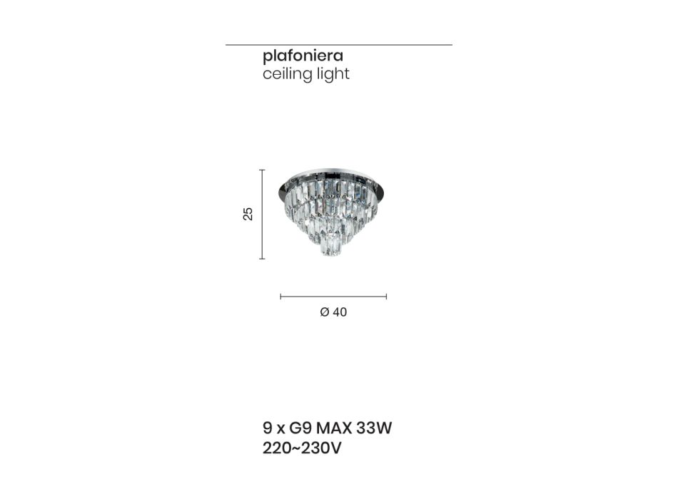 Candeeiro de teto clássico em metal prateado e pingentes de cristal - Jerome Viadurini