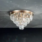 Lâmpada de teto clássica de metal dourado e pingentes de cristal de luxo - Jerome Viadurini