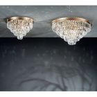 Lâmpada de teto clássica de metal dourado e pingentes de cristal de luxo - Jerome Viadurini