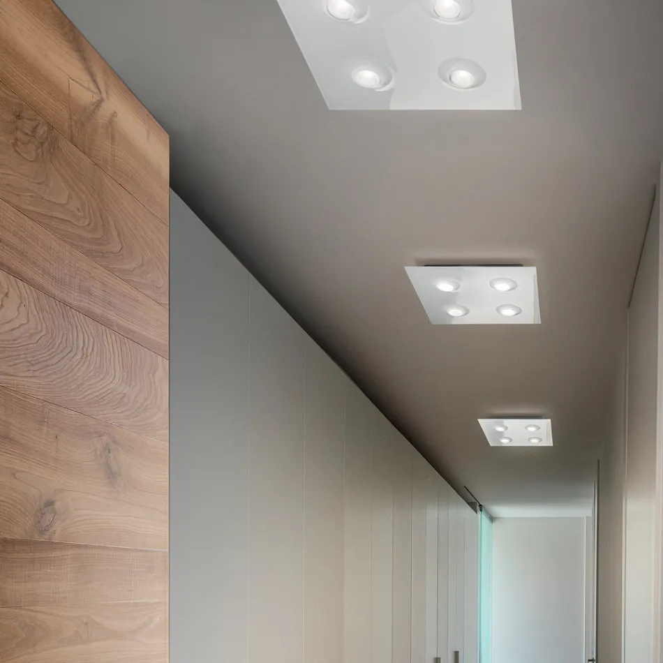 Luminária de Teto com Placa de Vidro Plana e Rebaixamento Fabricada na Itália - Kora Viadurini