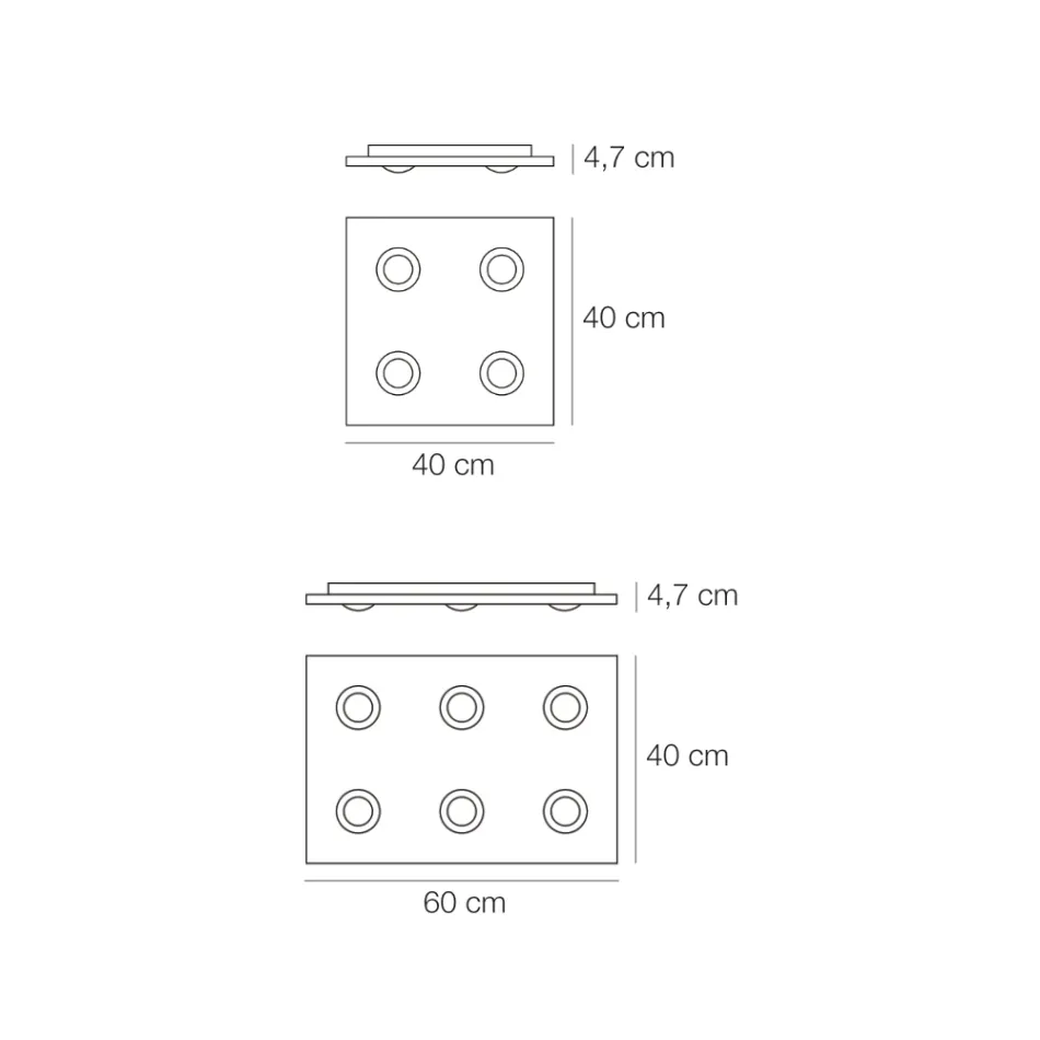 Luminária de Teto com Placa de Vidro Plana e Rebaixamento Fabricada na Itália - Kora Viadurini