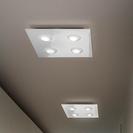 Luminária de Teto com Placa de Vidro Plana e Rebaixamento Fabricada na Itália - Kora Viadurini