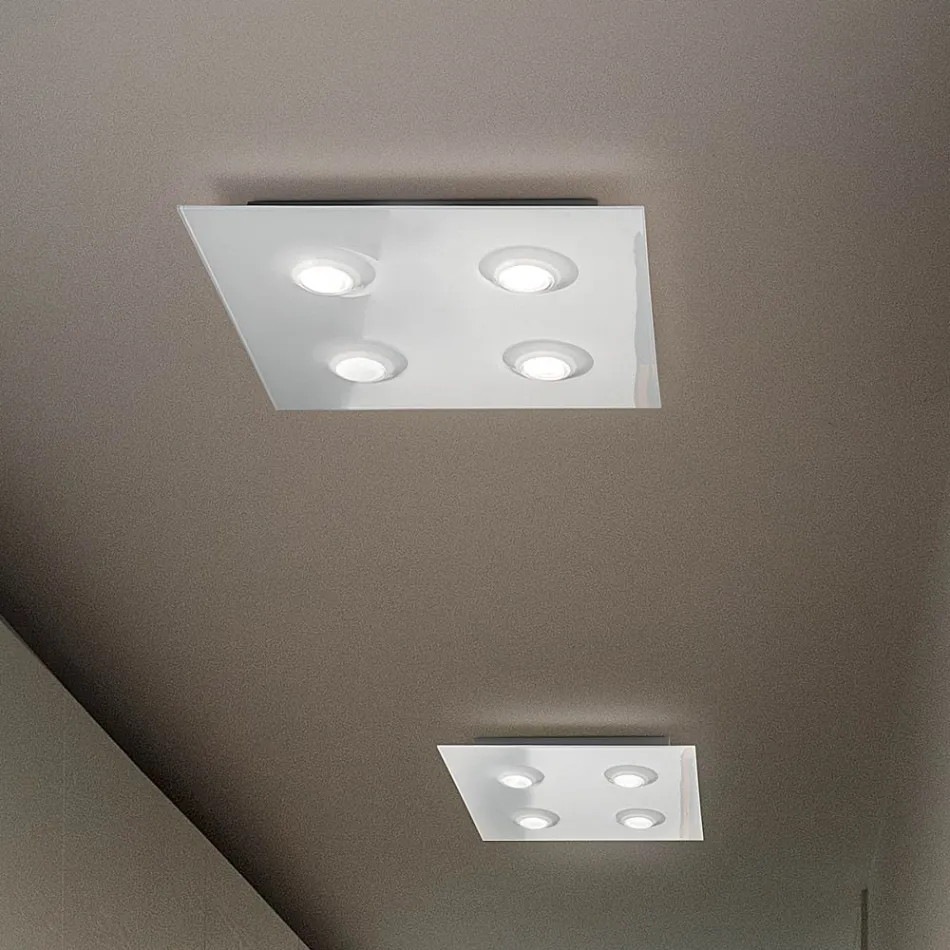 Luminária de Teto com Placa de Vidro Plana e Rebaixamento Fabricada na Itália - Kora Viadurini