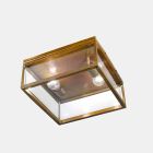 Abajur de 2 lâmpadas para teto externo em latão e vidro vintage - Estrutura de Il Fanale Viadurini