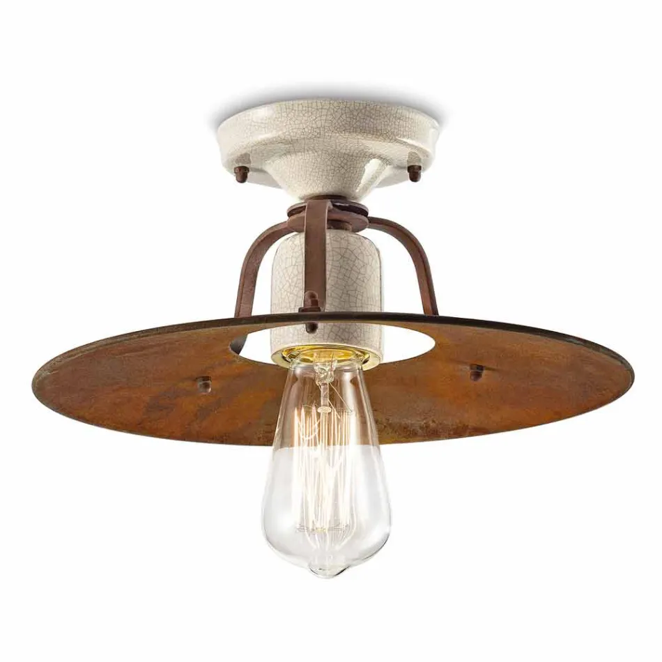 Plafon de cerâmica e metal vintage Elaine Ferroluce Viadurini