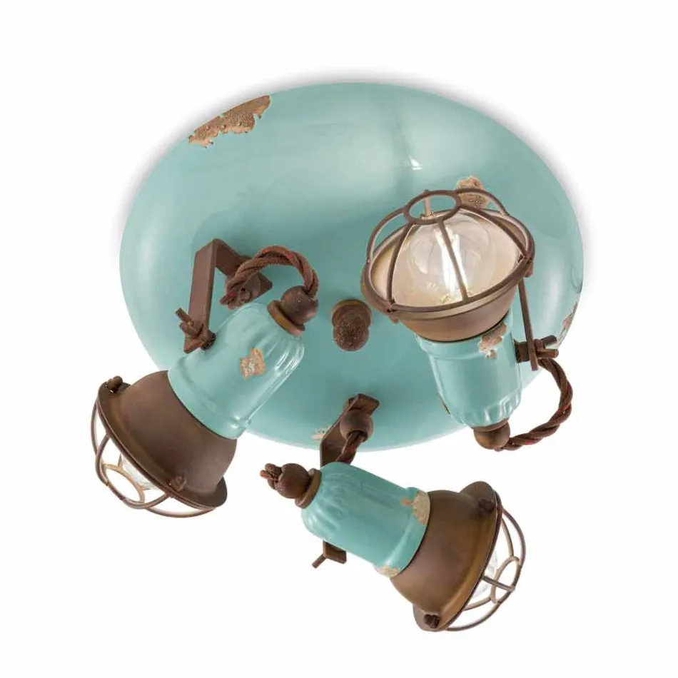 projeto lâmpada do teto com três holofotes estilo industrial Allison Ferroluce Viadurini