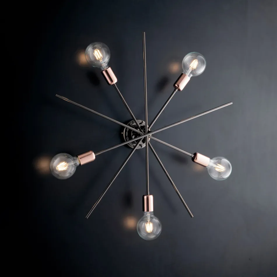 Luminárias de teto de ferro fabricadas na Itália para decoração de interiores - Holanda Viadurini