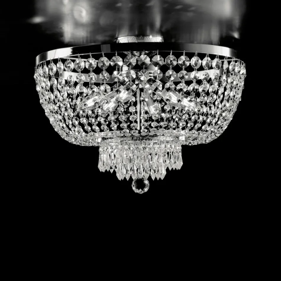 Luminária de teto em ferro e ouro com strass, fabricada na Itália, para decoração de interiores - Áustria Viadurini