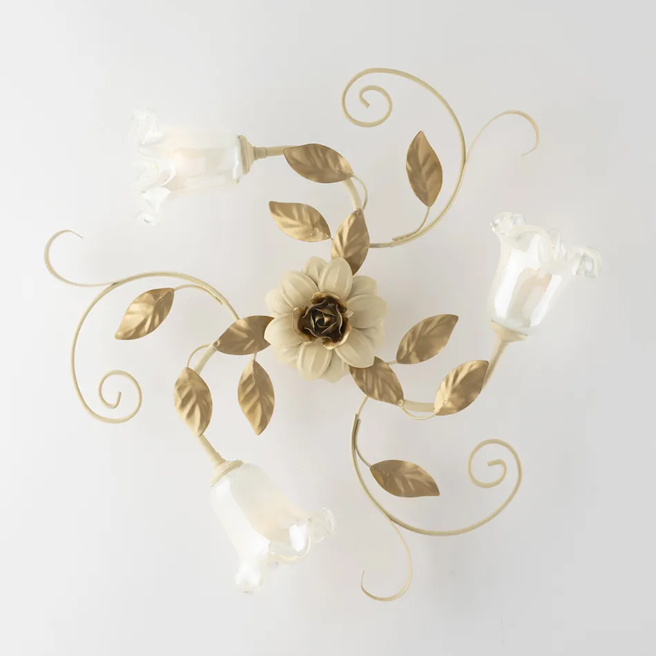 Luminária de teto em ferro laqueado cor marfim, fabricada na Itália, para decoração de interiores - Marrakech Viadurini