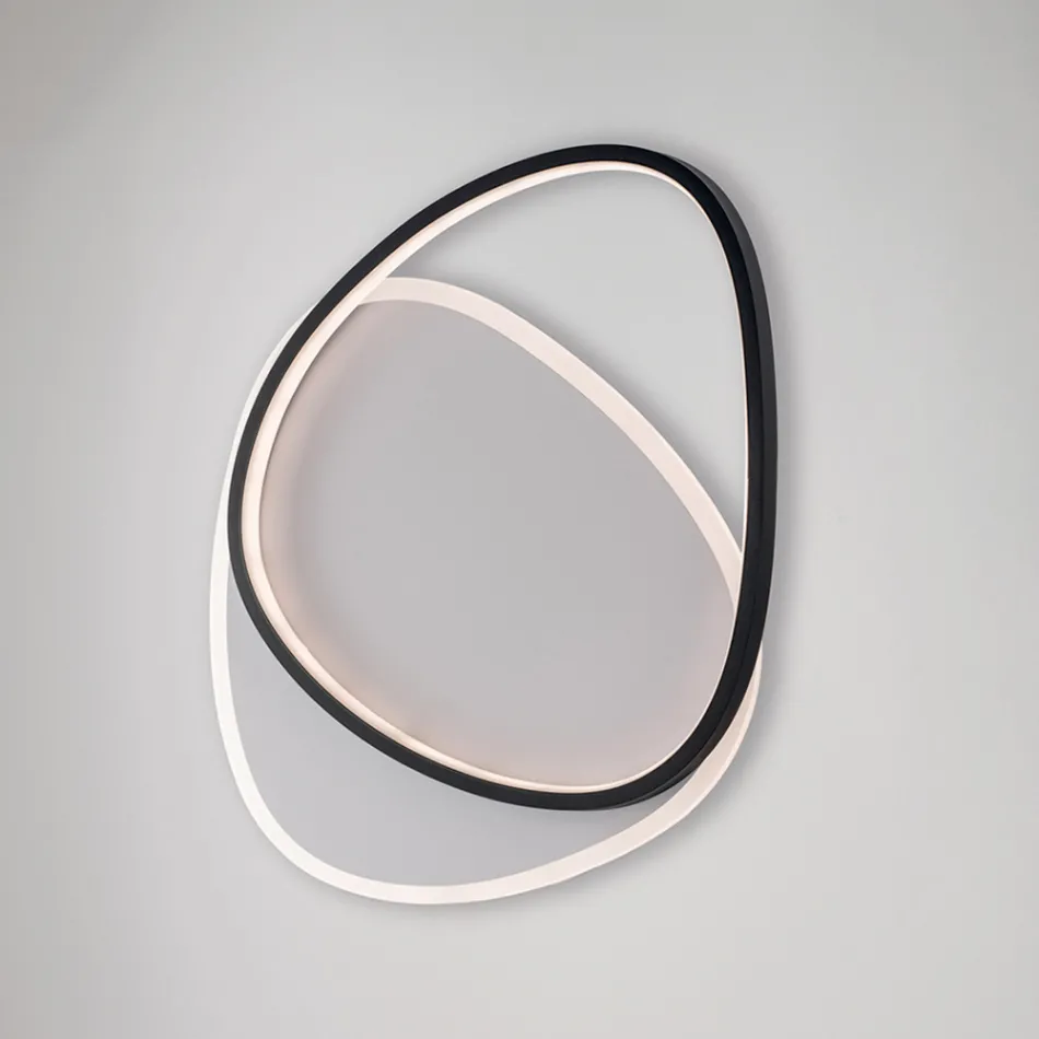 Luminária de teto metálica LED Ophiuchus preta e branca para iluminação de interiores. Viadurini