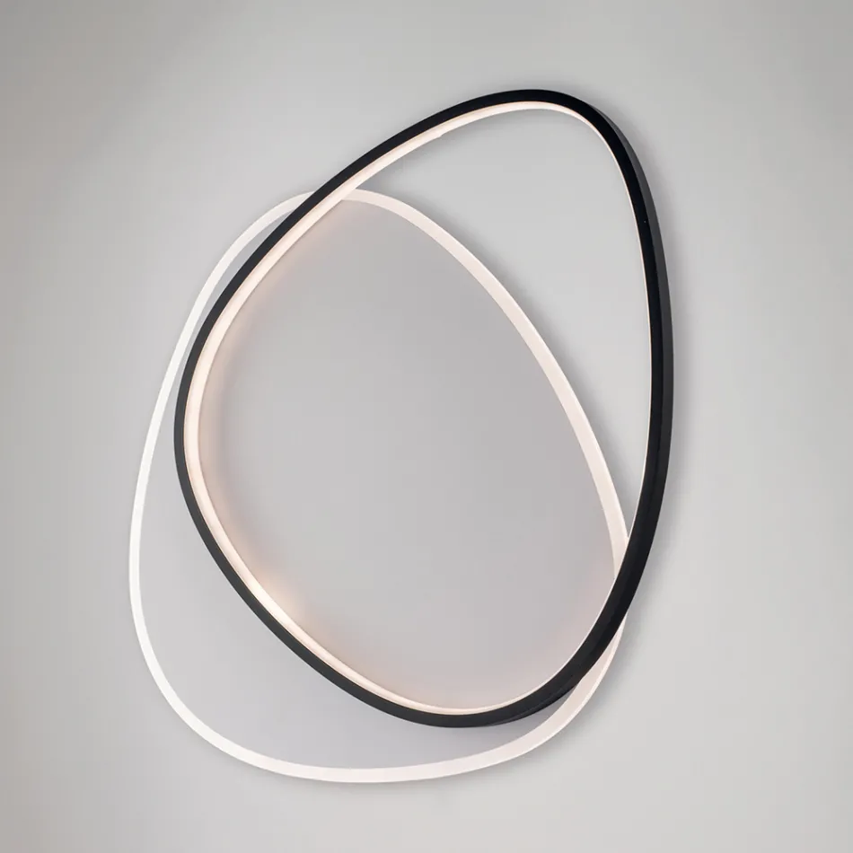 Luminária de teto metálica LED Ophiuchus preta e branca para iluminação de interiores. Viadurini