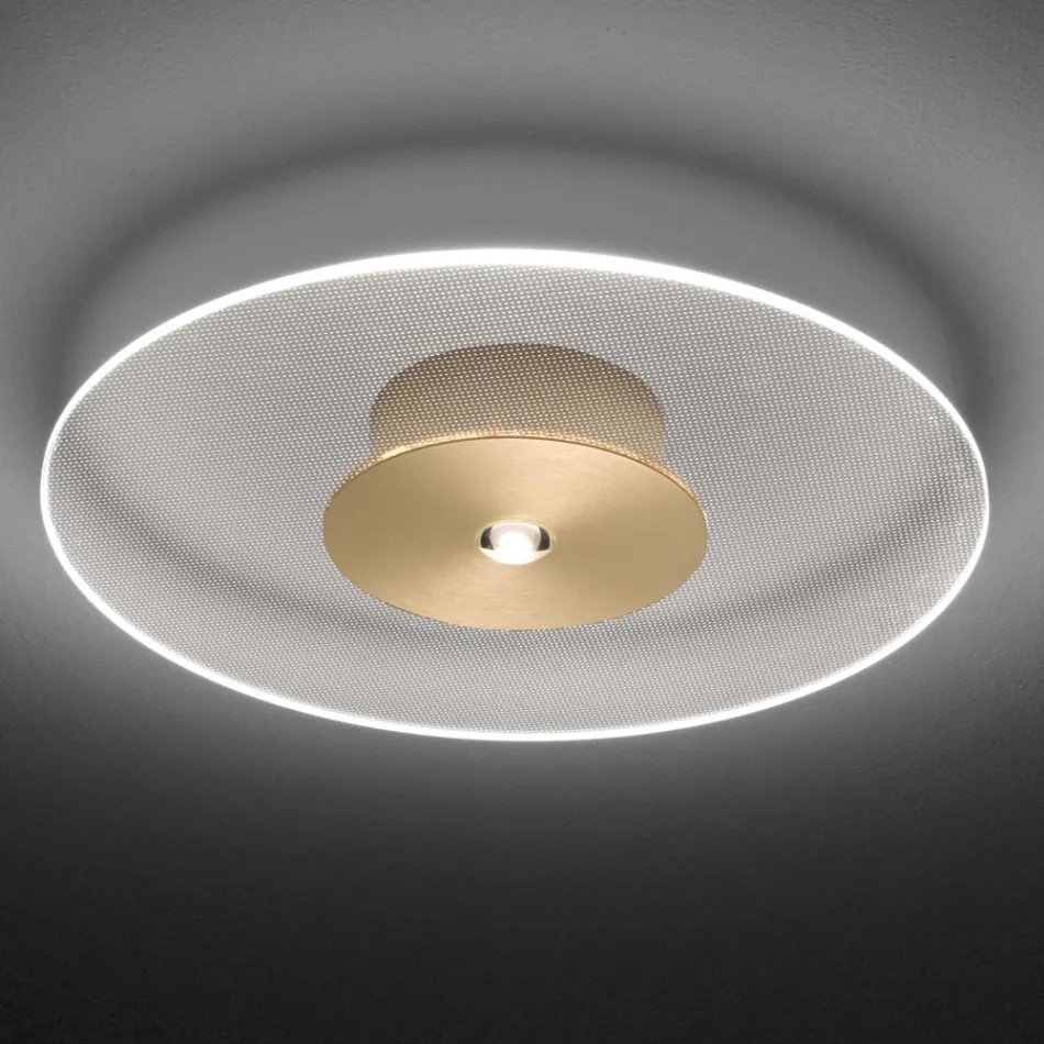 Luminária de teto metálica com difusor de plexiglass micropontilhado - Nora Viadurini