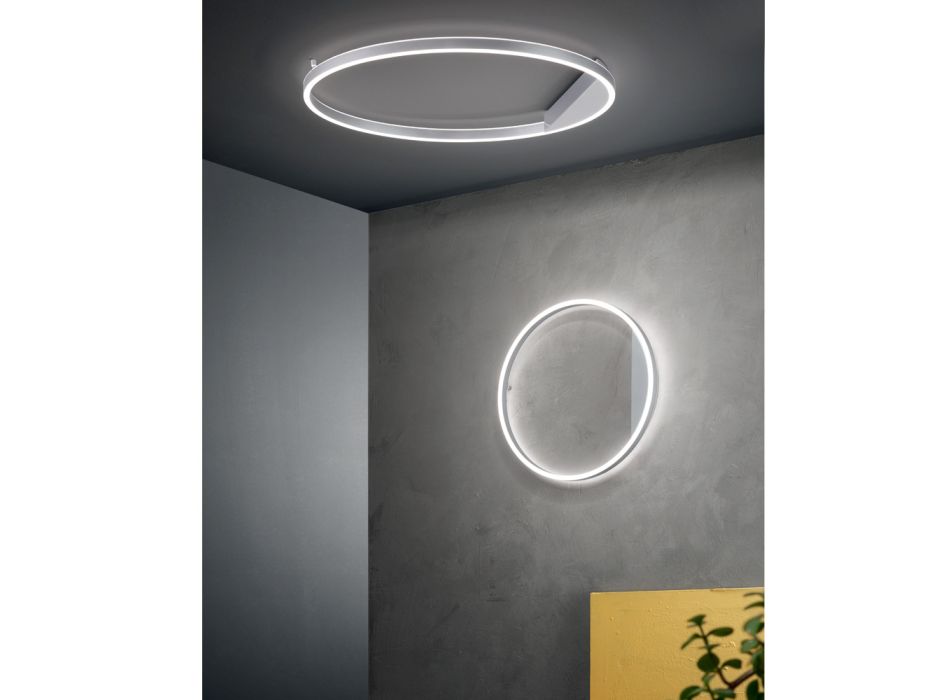 Lâmpada de teto de metal pintado de ouro ou prata com LED regulável - Libra Viadurini