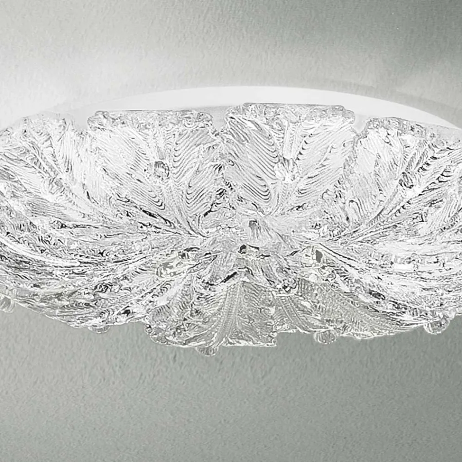 Luminária de teto em vidro veneziano e metal branco Made in Italy - Artemide Viadurini