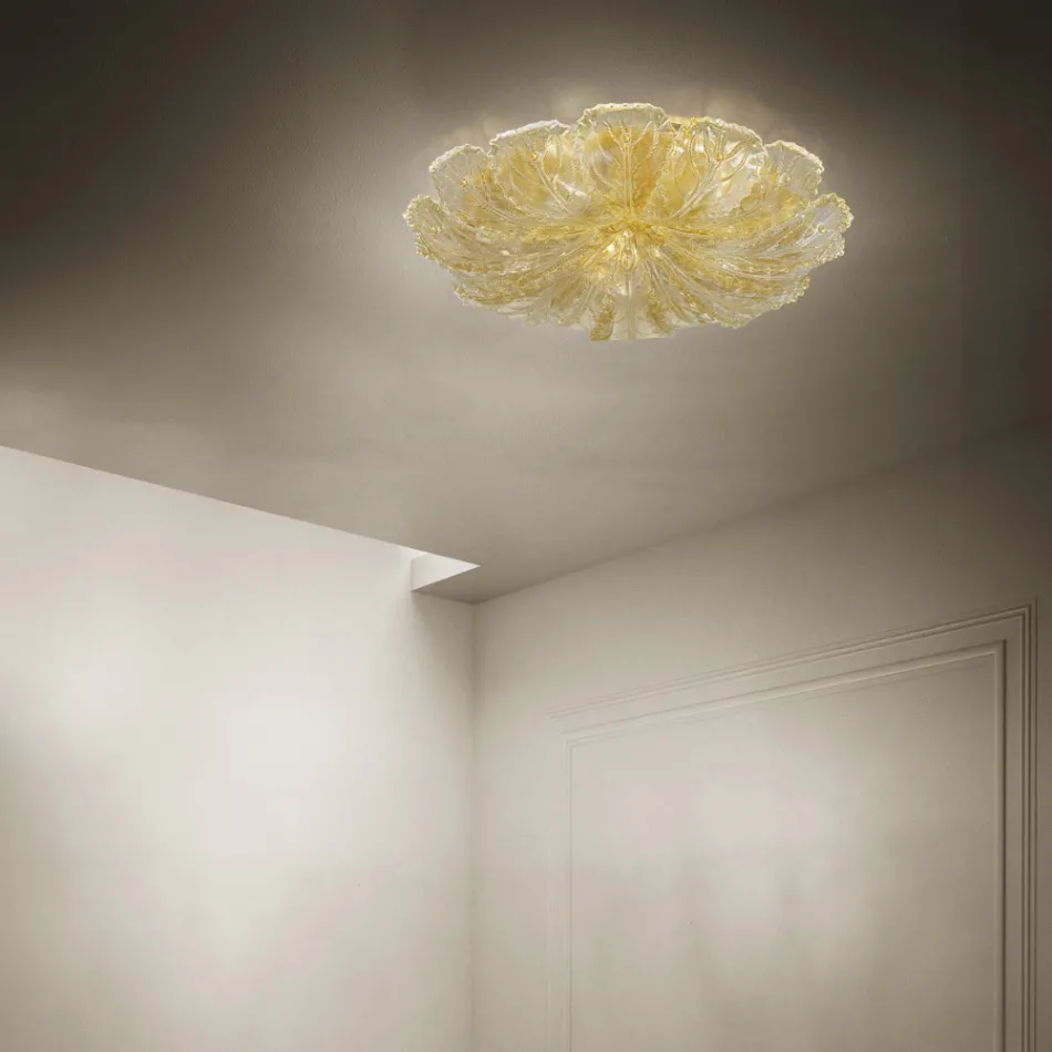Luminária de teto em vidro veneziano e metal branco Made in Italy - Artemide Viadurini
