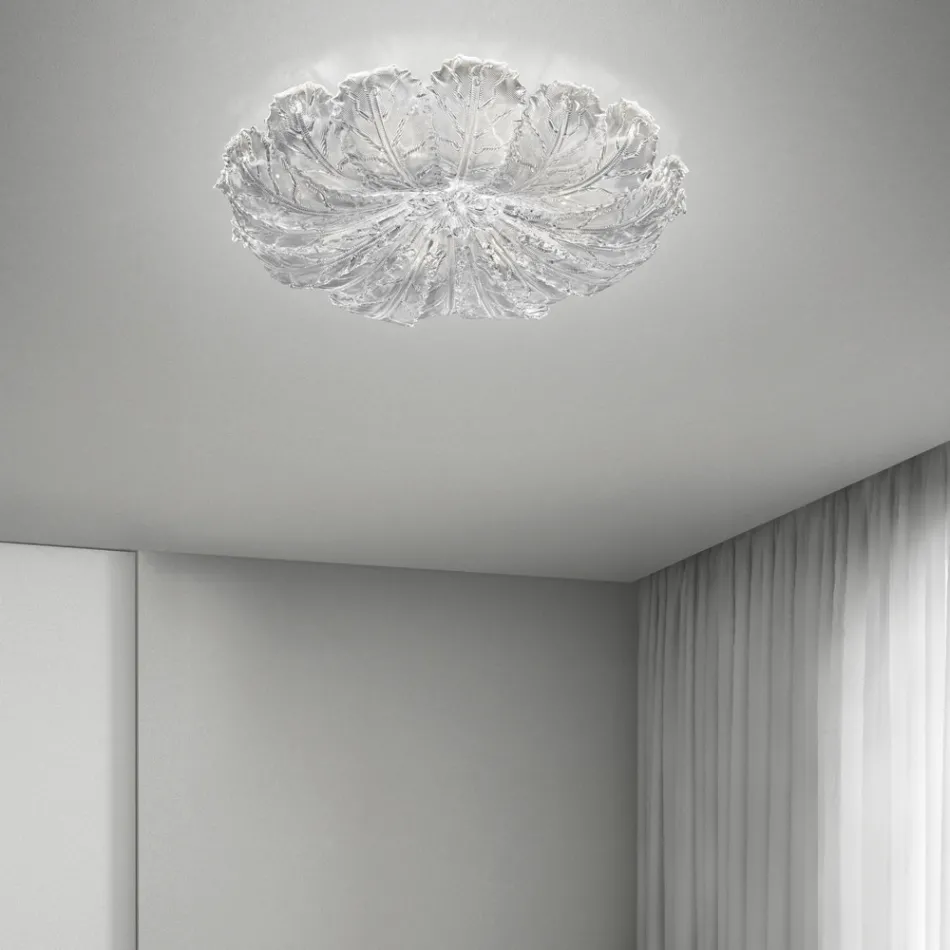 Luminária de teto em vidro veneziano e metal branco Made in Italy - Artemide Viadurini