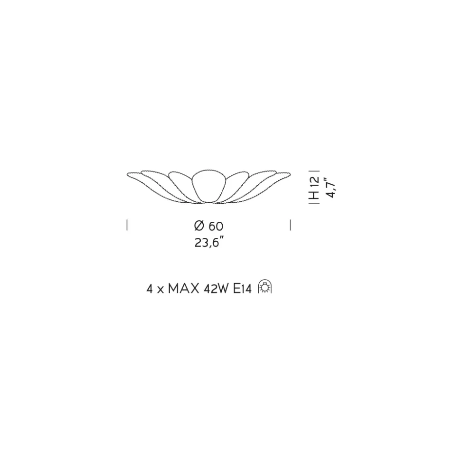 Luminária de teto em vidro veneziano e metal branco Made in Italy - Artemide Viadurini