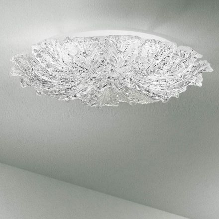 Luminária de teto em vidro veneziano e metal branco Made in Italy - Artemide Viadurini