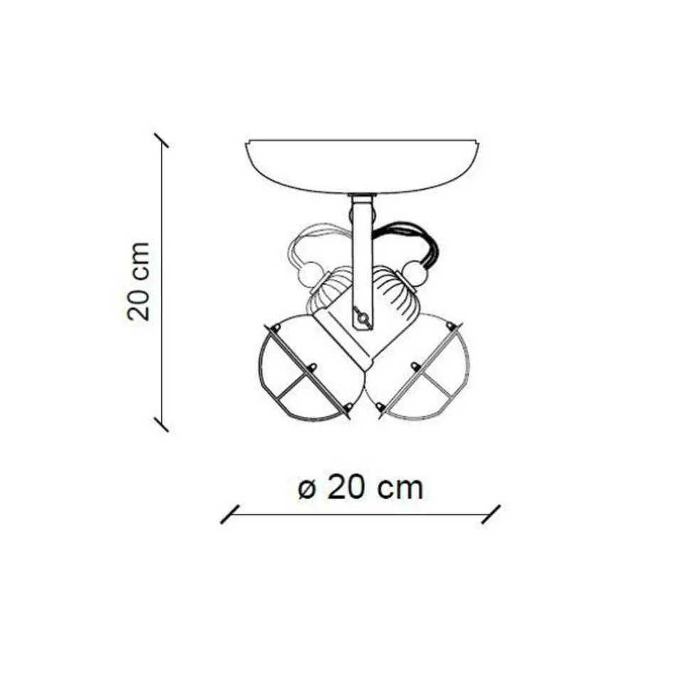 Luminária de Teto Industrial 2 Focos em Ferro e Cerâmica Artesanal - Loft Viadurini