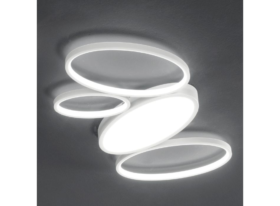 Lâmpada de teto LED regulável moderna em metal branco ou dourado - Raissa Viadurini